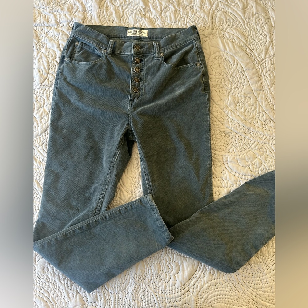 We the Free corduroy button fly jeans. Size 28. Slate/blue gray color. Very nice